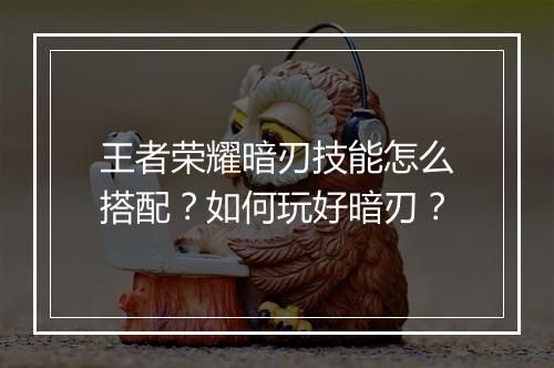 王者荣耀暗刃技能怎么搭配?如何玩好暗刃?