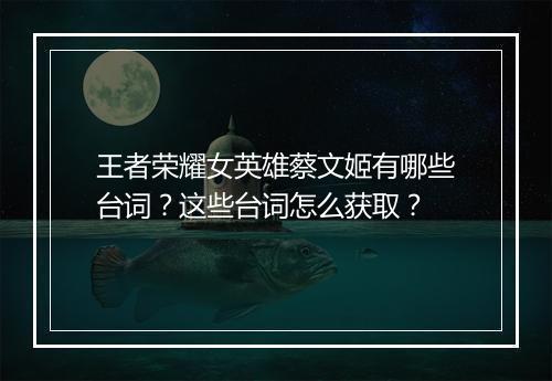 王者荣耀女英雄蔡文姬有哪些台词?这些台词怎么获取?
