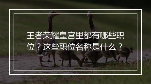 王者荣耀皇宫里都有哪些职位?这些职位名称是什么?