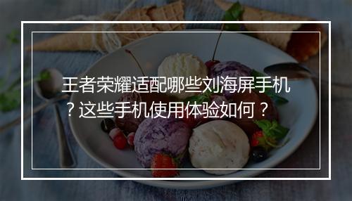 王者荣耀适配哪些刘海屏手机?这些手机使用体验如何?