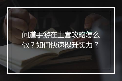 问道手游在土套攻略怎么做?如何快速提升实力?