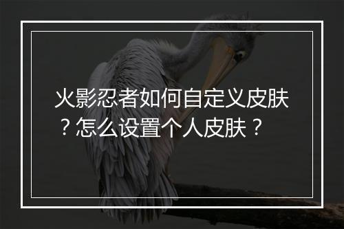 火影忍者如何自定义皮肤?怎么设置个人皮肤?