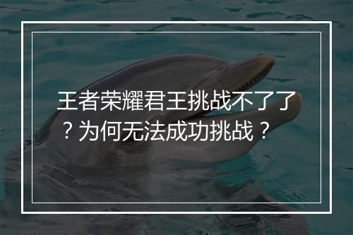 王者荣耀君王挑战不了了?为何无法成功挑战?