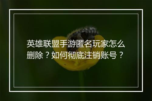 英雄联盟手游匿名玩家怎么删除？如何彻底注销账号？