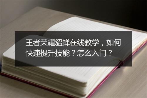 王者荣耀貂蝉在线教学,如何快速提升技能?怎么入门?