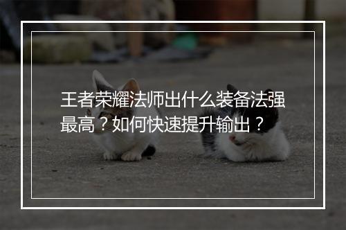 王者荣耀法师出什么装备法强最高?如何快速提升输出?