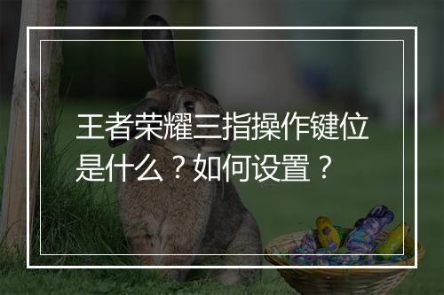 王者荣耀三指操作键位是什么?如何设置?