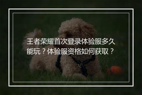 王者荣耀首次登录体验服多久能玩?体验服资格如何获取?