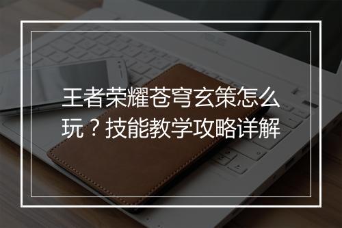 王者荣耀苍穹玄策怎么玩?技能教学攻略详解