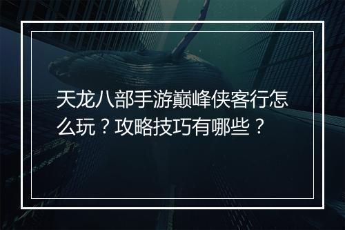 天龙八部手游巅峰侠客行怎么玩?攻略技巧有哪些?