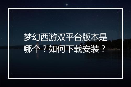 梦幻西游双平台版本是哪个?如何下载安装?