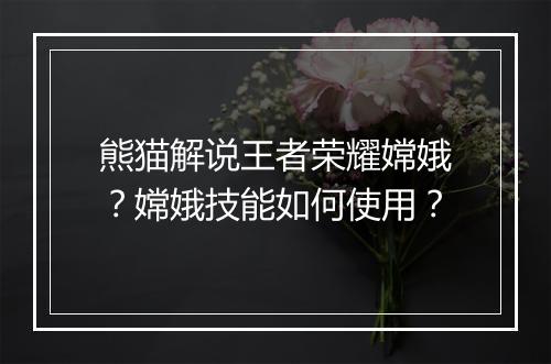 熊猫解说王者荣耀嫦娥?嫦娥技能如何使用?