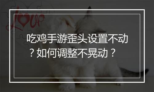 吃鸡手游歪头设置不动?如何调整不晃动?