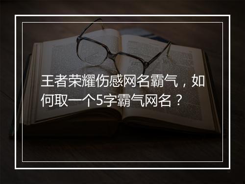 王者荣耀伤感网名霸气,如何取一个5字霸气网名?