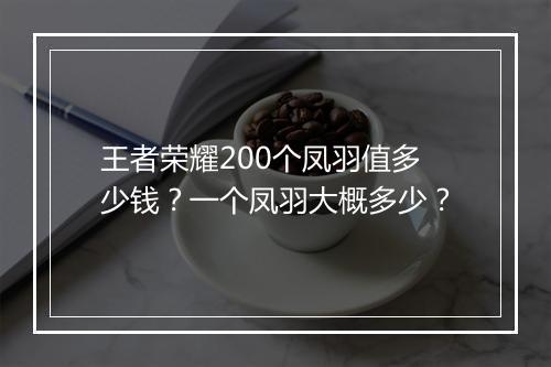 王者荣耀200个凤羽值多少钱?一个凤羽大概多少?