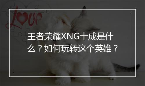 王者荣耀XNG十成是什么?如何玩转这个英雄?