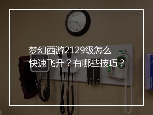 梦幻西游2129级怎么快速飞升?有哪些技巧?