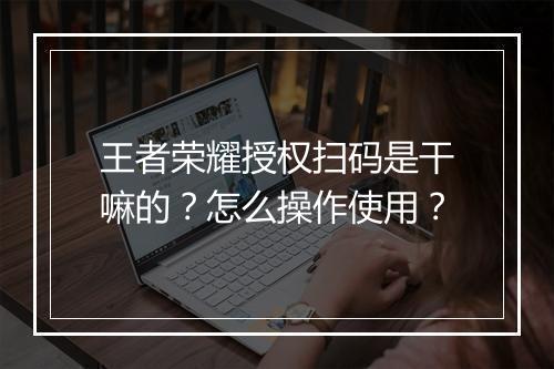 王者荣耀授权扫码是干嘛的？怎么操作使用？