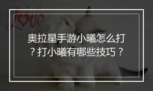 奥拉星手游小曦怎么打?打小曦有哪些技巧?