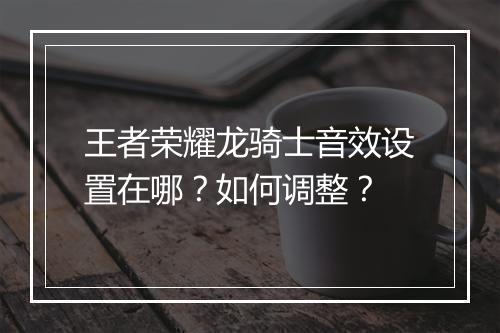 王者荣耀龙骑士音效设置在哪？如何调整？