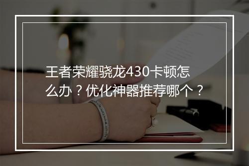 王者荣耀骁龙430卡顿怎么办?优化神器推荐哪个?