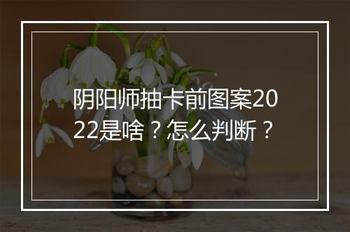 阴阳师抽卡前图案2022是啥？怎么判断？