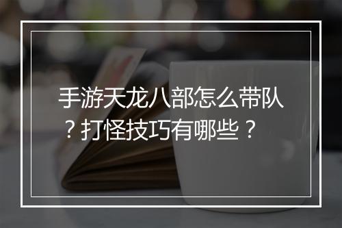 手游天龙八部怎么带队?打怪技巧有哪些?