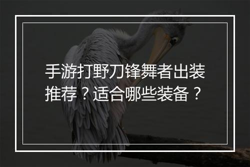 手游打野刀锋舞者出装推荐?适合哪些装备?