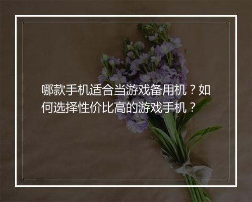 哪款手机适合当游戏备用机?如何选择性价比高的游戏手机?