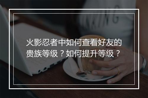 火影忍者中如何查看好友的贵族等级？如何提升等级？