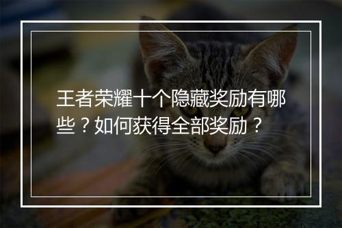 王者荣耀十个隐藏奖励有哪些？如何获得全部奖励？