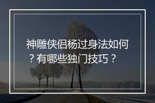 神雕侠侣杨过身法如何？有哪些独门技巧？
