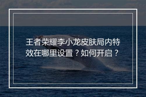 王者荣耀李小龙皮肤局内特效在哪里设置？如何开启？