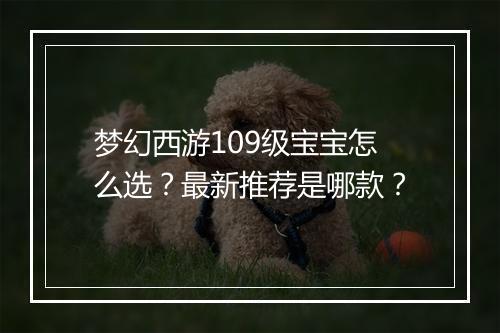 梦幻西游109级宝宝怎么选？最新推荐是哪款？