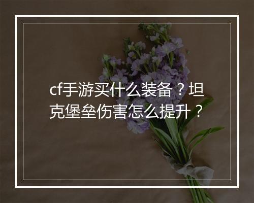 cf手游买什么装备？坦克堡垒伤害怎么提升？