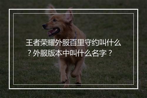 王者荣耀外服百里守约叫什么？外服版本中叫什么名字？