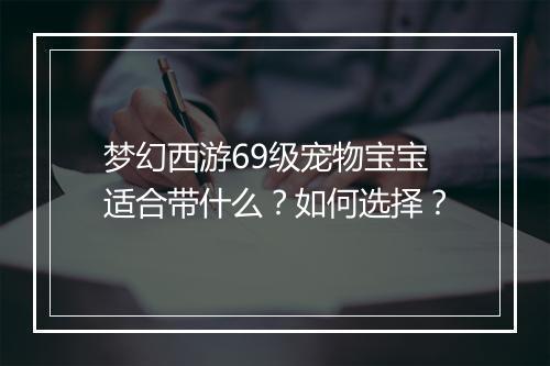 梦幻西游69级宠物宝宝适合带什么？如何选择？