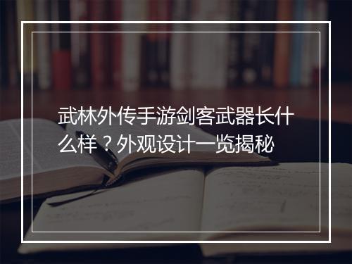 武林外传手游剑客武器长什么样？外观设计一览揭秘