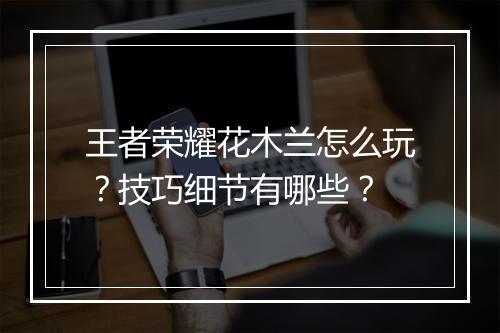 王者荣耀花木兰怎么玩？技巧细节有哪些？