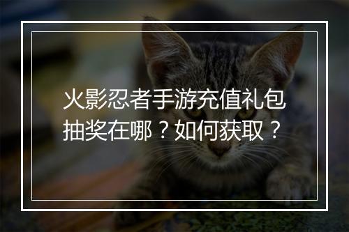 火影忍者手游充值礼包抽奖在哪？如何获取？