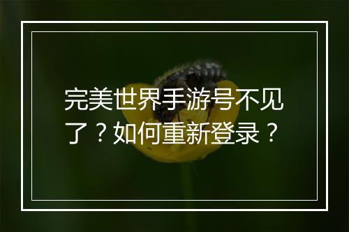 完美世界手游号不见了？如何重新登录？