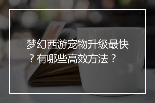 梦幻西游宠物升级最快？有哪些高效方法？