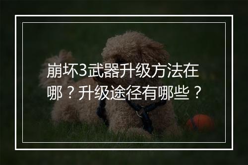 崩坏3武器升级方法在哪？升级途径有哪些？