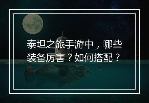 泰坦之旅手游中，哪些装备厉害？如何搭配？