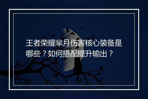 王者荣耀芈月伤害核心装备是哪些？如何搭配提升输出？