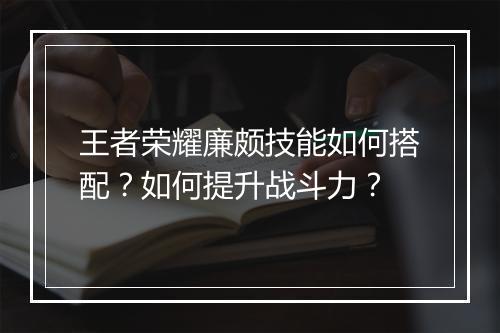 王者荣耀廉颇技能如何搭配？如何提升战斗力？