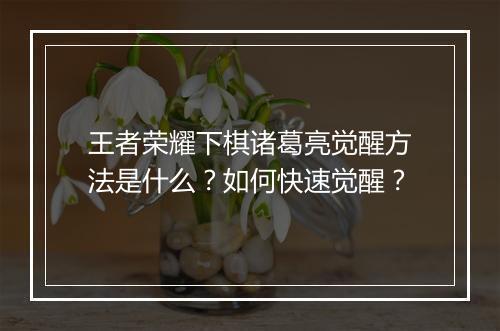 王者荣耀下棋诸葛亮觉醒方法是什么？如何快速觉醒？
