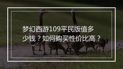 梦幻西游109平民版值多少钱？如何购买性价比高？