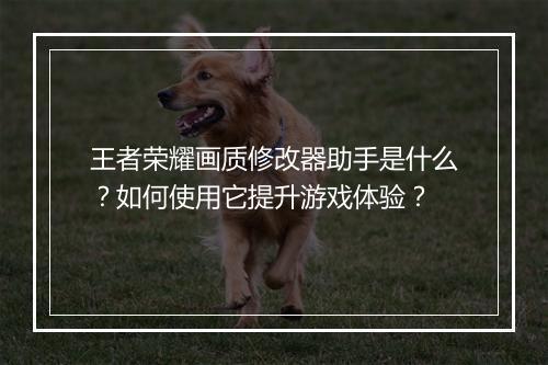 王者荣耀画质修改器助手是什么？如何使用它提升游戏体验？