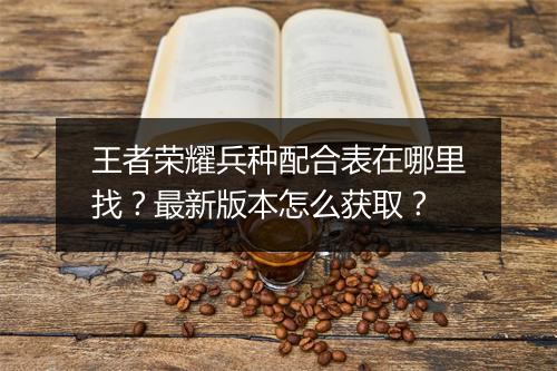 王者荣耀兵种配合表在哪里找？最新版本怎么获取？